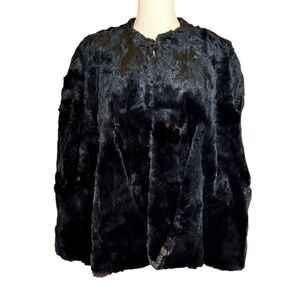Vintage Elegant Black Fur Cape Wrap Arm Holes